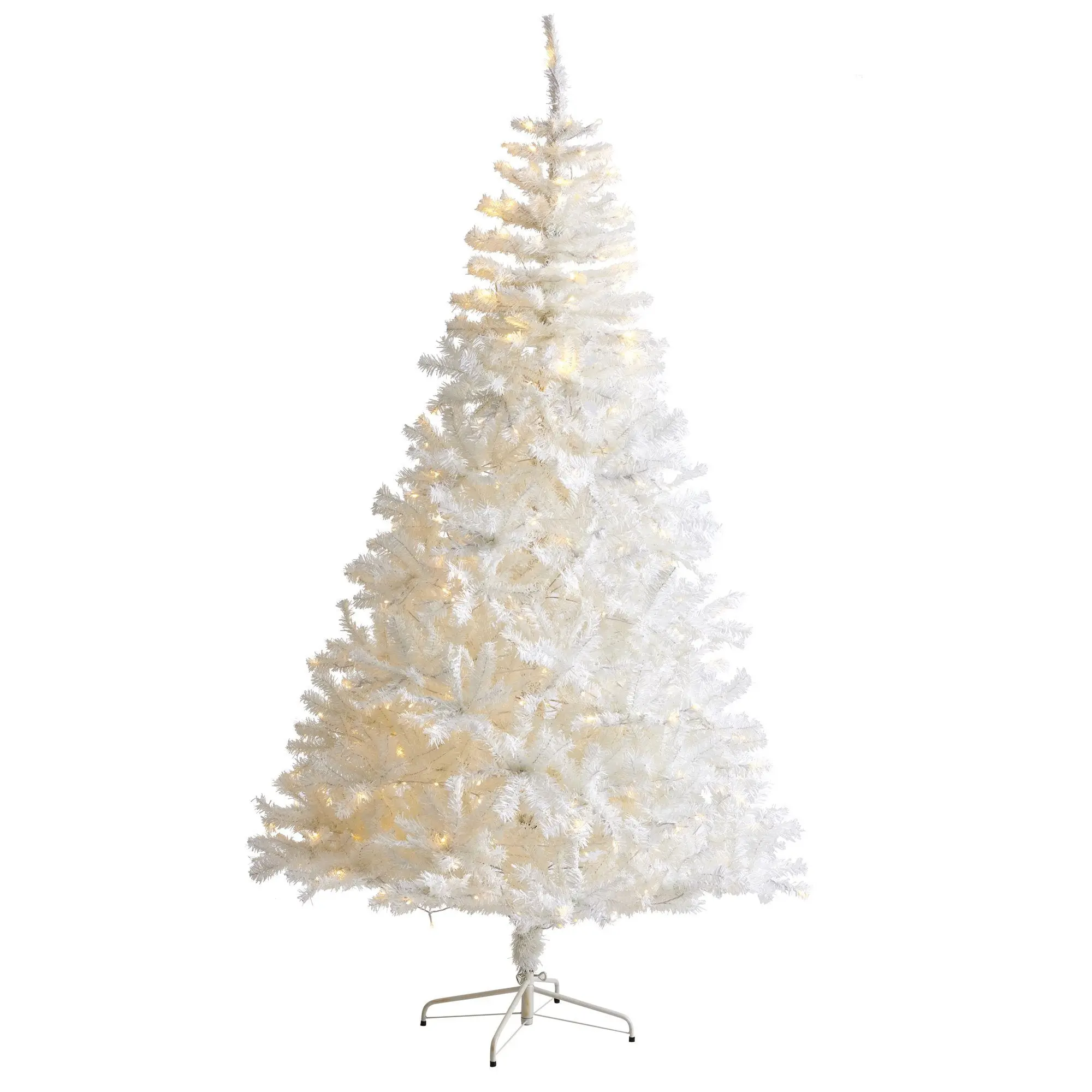7.5' White Artificial Christmas Tree with 1380 Bendable Branches and 400 Clear LED Lights 7.5' White Artificial Christmas Tree with 1380 Bendable Branches and 400 Clear LED Lights