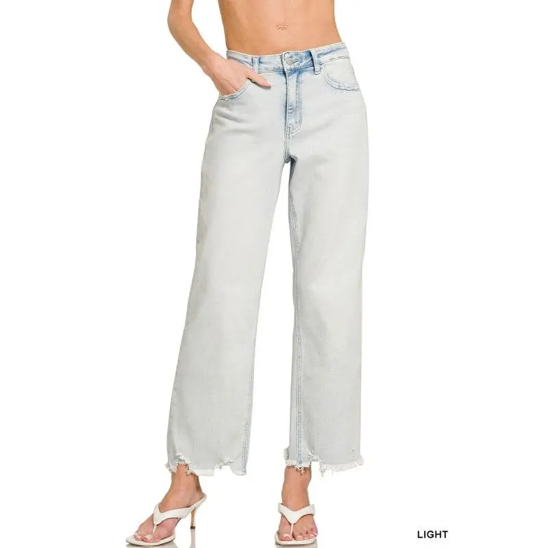 Distressed Hem Light Wash Bleach Our Straight Jeans