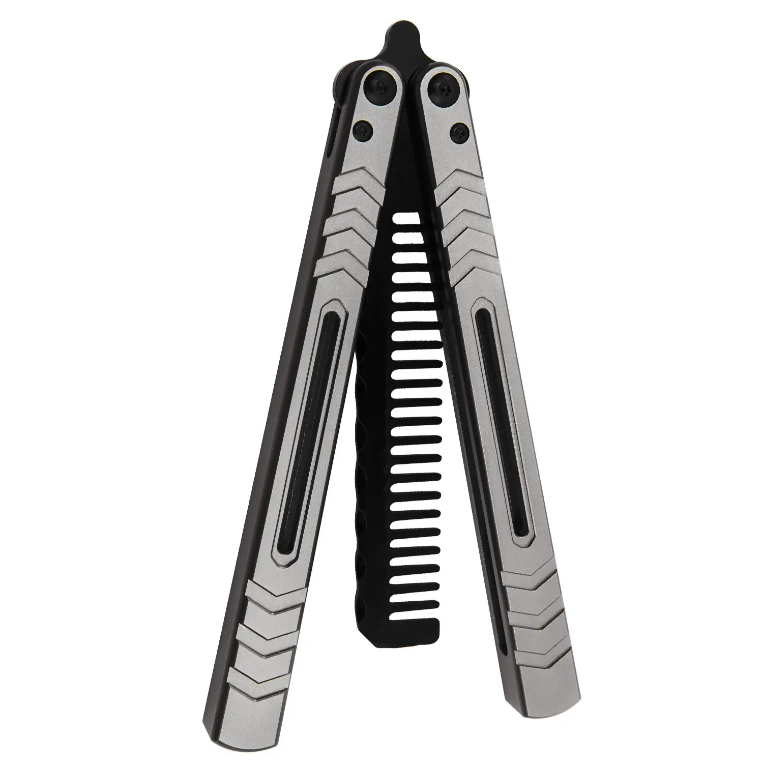 TGZUO Foldable Butterfly Trainer Comb Multi-Tool, Compact Aluminium Alloy Handle, Stainless Steel Manual Operation Essential Training Aid Tool