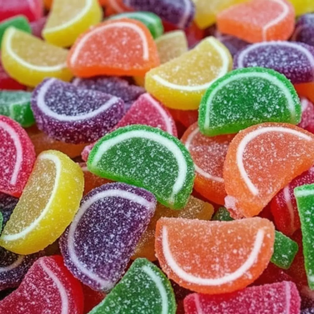 Assorted Fruit Slices Candy Soft Chewy Sugar Coated Fruity Gummies