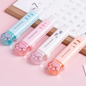 1/3/5/12pcs Mini Cat Scratch Push Pull Eraser Cute Rubber Pencil Cleaning Tools Fun School Supplies Stationery Accessories