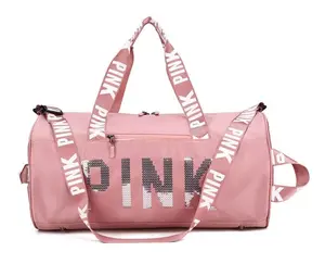 PINK Sequin Weekender Duffle Bag, Cute & Spacious Travel Tote for Girls