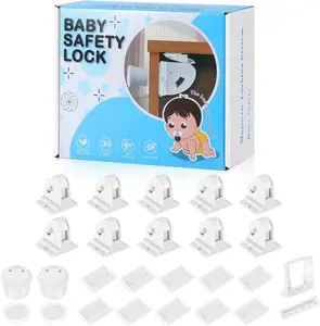 magnetic cabinet locks,cabinet locks,Baby Safety Lock 10 Pack Magnetic Cabinet Locks for Child Safety Invisible Design Powerful Magnetic Lock Easy Adhesive Installation No Tools Required Childproof Latches Pack