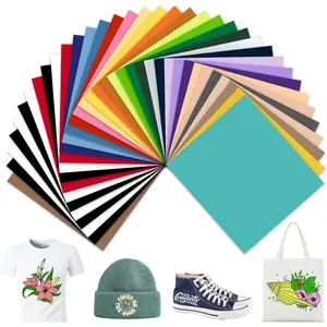 HTV Heat Transfer Vinyl Bundle - 36 Pack Iron  Vinyl for T Shirts, 12"x10" Vinyl Sheets, 28  Colors for DIY Fabrics T-Shirts, Easy to Cut & Weed for Heat Vinyl Design