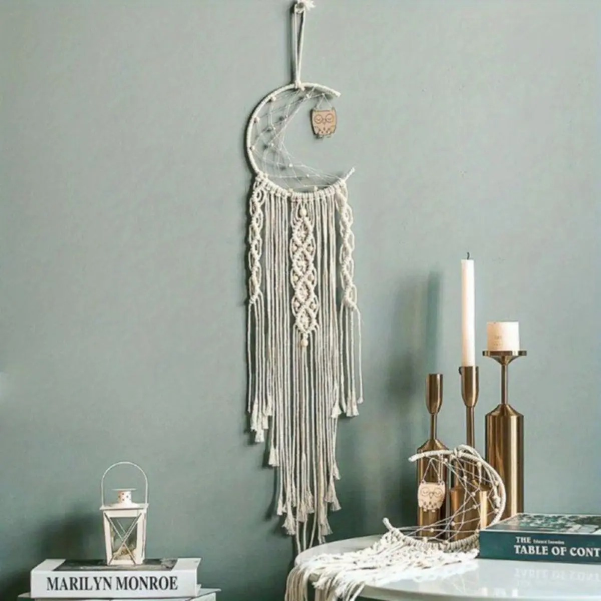 DIY Star Macramé Wall Hanging Craft Kit with LED Lights - Decorative Stainless Steel Hangable Bohemian 3D-Textured "The Moon Is Falling" Themed Project, Ideal Mother's Day Gift for Adults