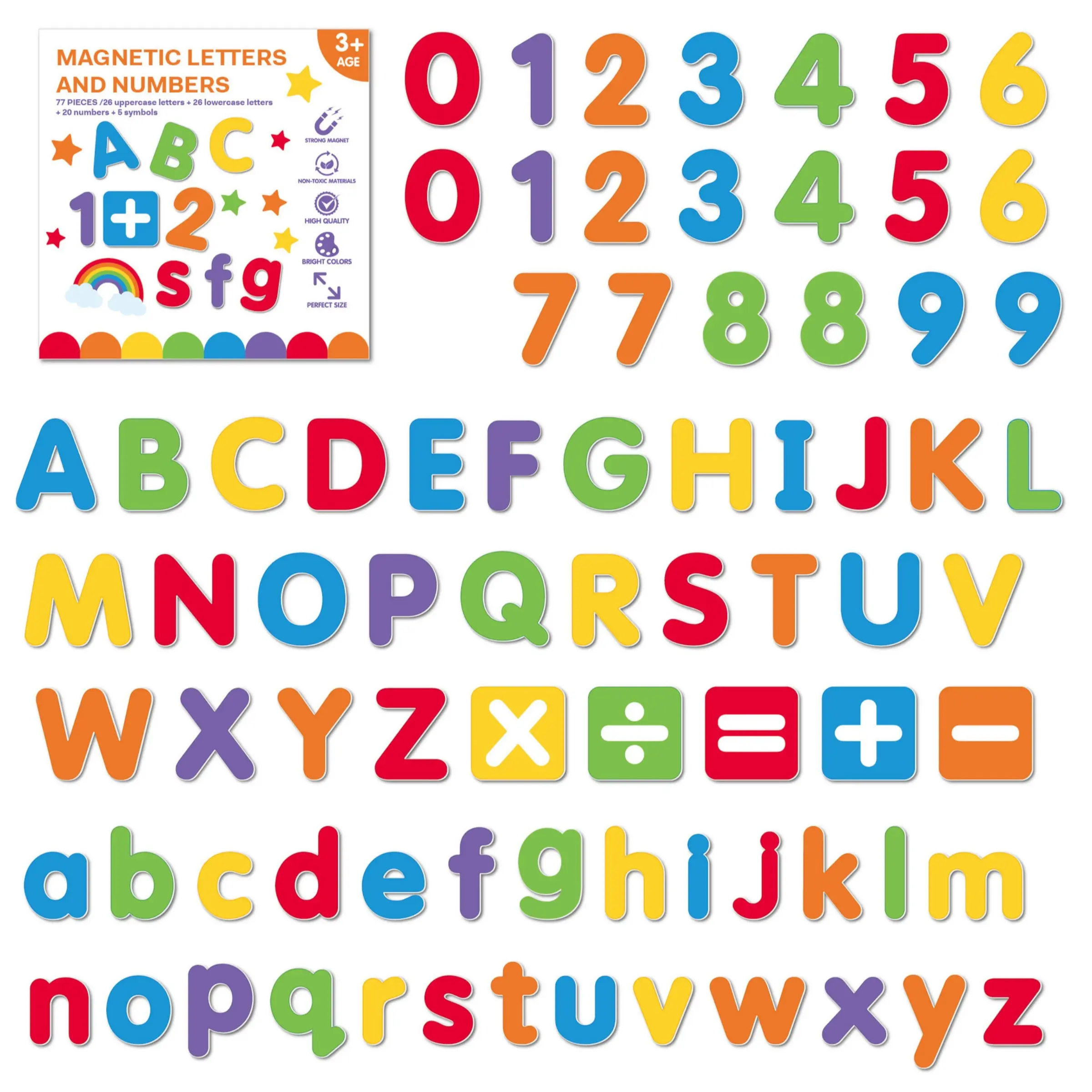 77-Piece DIY Magnetic Alphabet & Number Set, Early Learning Educational for Toddlers, Interactive Math Teaching Aid, Learning Materials, Magnetic Letters and Numbers, Math Learning Tools
