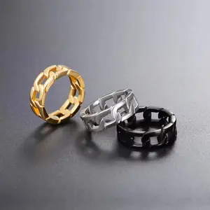 Fashion Titanium Steel Ring - Hip-hop Style Cuban Chain Ring with Geometric Design - US Size 6-13, 8mm Width  Perfect gift for lovers, friends, partners on Thanksgiving, Independence Day, Halloween, Black Friday, Christmas, and New Year. X59