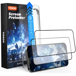 TIDEOK 2 Pack Screen Protector for iPhone 16/15/14/13- Available in Two Styles HD /Privacy-protected Fast Install Scratch-Resistant Smooth Touch Anti-Fingerprint Cases Cover Protection with Oleophobic Coating,Christmas