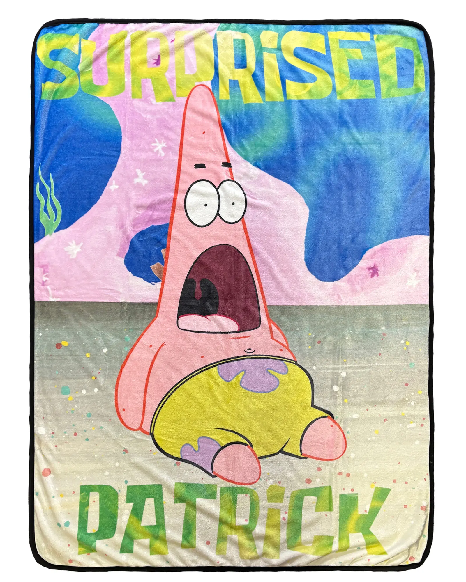 Nickelodeon SpongeBob SquarePants Bright Cartoon Character Plush Fleece Blanket Throw, Surprised Patrick Design, Travel-Ready 46"x60" Character Element Lap Throw