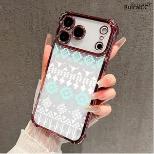 RuicaiCC Electroplated TPU Cellphone Casing with Western Bull Head Pattern - Shockproof, Soft, Aesthetic Protective Cover for iPhone 11,12,13,14,15 Plus,16,17 Pro Max,Air - Phone Accessories for Mobile Devices with Impact Resistance