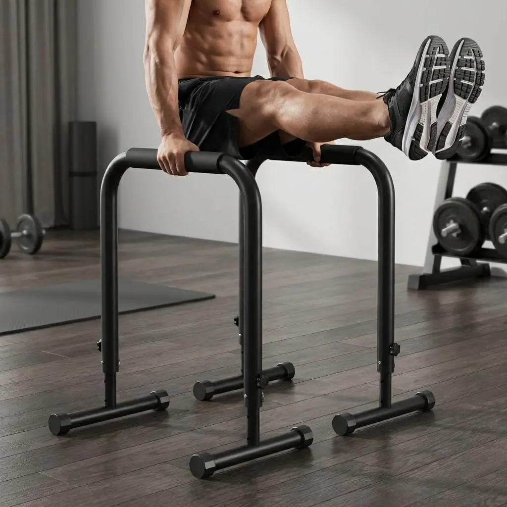 Adjustable Dip Bars, 440LBS Heavy Duty Dip Station for Home Gym, Stable Calisthenics Bars with Anti-Slip Grips for Upper Body Workout, Push Up Bars Portable Dip Stand (32"-36" Height)