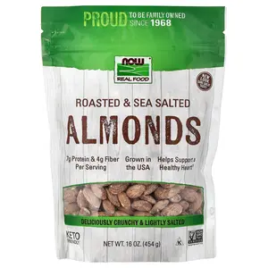 NOW Foods Real Food, Almonds, Roasted & Sea Salted, 16 oz (454 g)