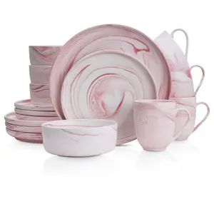 Stone + Lain Brighton 16-Piece Porcelain SwirlDinnerware Set