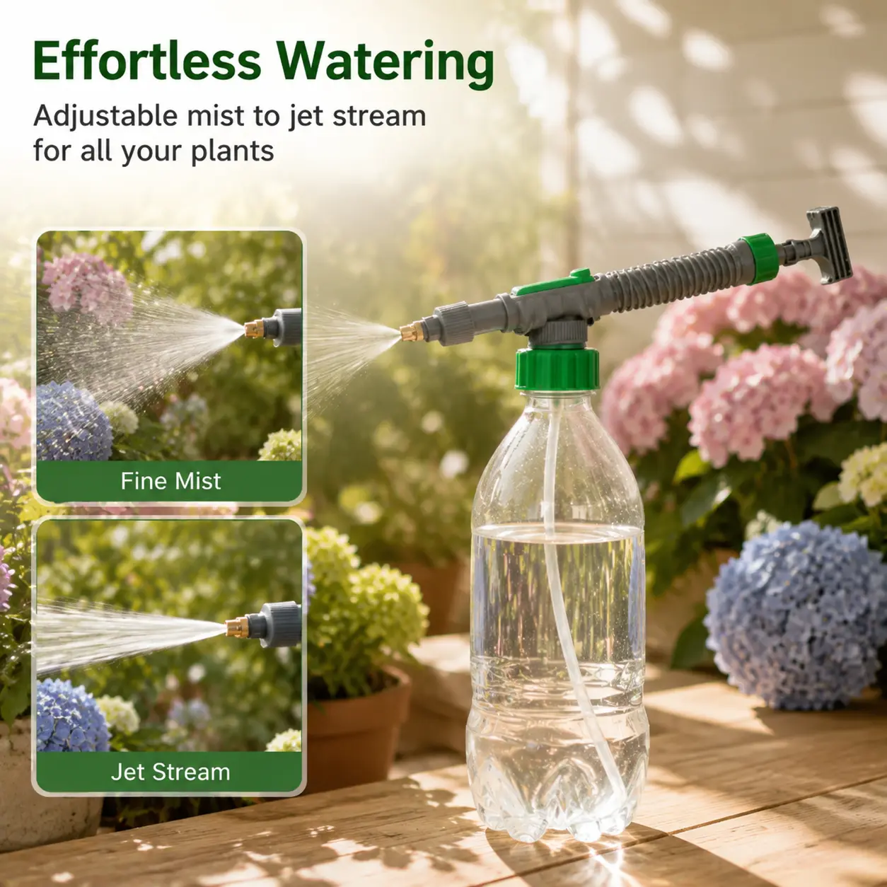 Handheld Green Plastic Garden Pump Sprayer - High Pressure Air Pump Manual Sprayer with Adjustable Nozzle - Lawn & Garden Sprayer