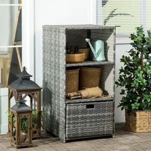 Waterproof PE Wicker Bath Towel Valet Stand, Multi-Functional Plastic Organiser with Shelves for Splash-Resistant Storage in Courtyard, Home Spa Spaces (Sports & Outdoor Fitness Weight Training Use)