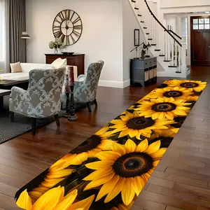 Sunflower Corridor runner carpet, Floral pattern rug, combining style and functionality, Premium velvet fabric with fade-resistant colors, Enhances home aesthetics, Washable design with anti-slip properties, Perfect for home decoration, Floral Rugs