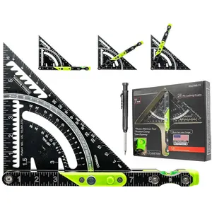 7''-Black/Green Aluminum Rafter Square -Rafter Square with Level, Innovative Framing & Carpentry Tools