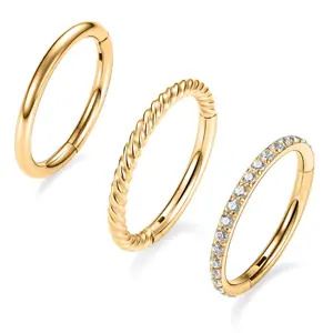 AROWRO Nose Rings Hoops 3 Pcs Conch Piercing Jewelry Surgical Steel Cartilage Earrings for Women Men 20G 18G 16G Septum Rings Helix Daith Rook Tragus Piercing Jewelry