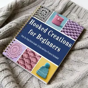 Crochet Beginner Guide Book, Easy Crochet Patterns Tutorial, 12 Fun Handmade Projects, Perfect for Newbies, Creative Crafting Handbook, Stitch, Granny Square Designs, Tulip Flowers Crochet