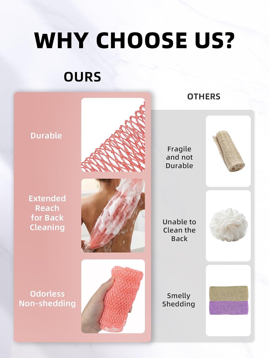 2Pcs African Net Sponge Authentic with Knots - Exfoliating Body Scrubber for All Skin Types, African Bath Sponge, Wash Cloth, Gentle Exfoliation Shower Rag for Women Daily Use(Pink & Purple)