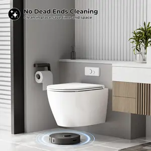Wall-Hung Toilet – Modern Wall-Mounted Toilet with Soft Closing Seat, Dual Flush, Comfort Height, Ultra-Thin Cover, White Finish (Tank Not Included)