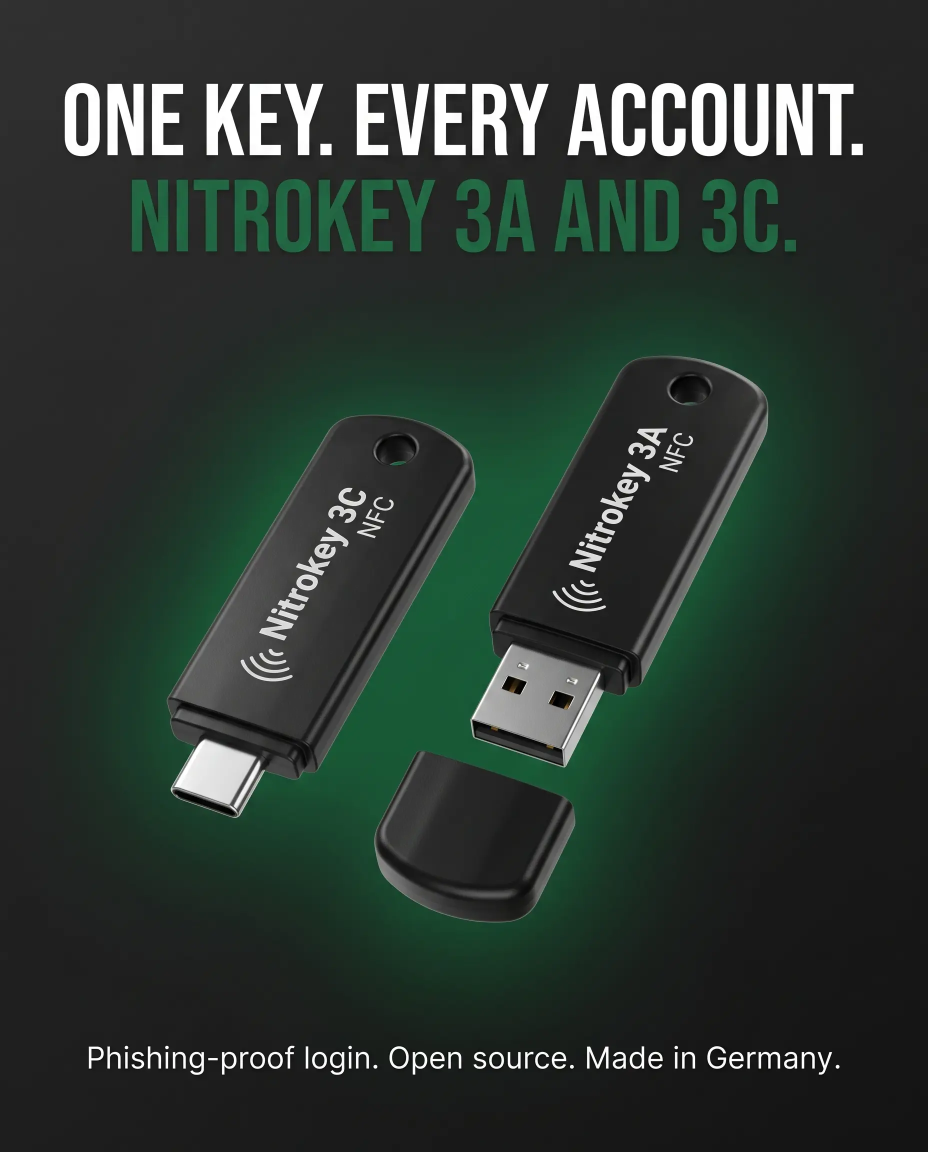 Nitrokey 3 Hardware Security Key - FIDO2 Passkey Authenticator, Open-Source, Secure Chip, Made in Germany, USB-C or USB-A (Computers & Office Cables & Accessories)