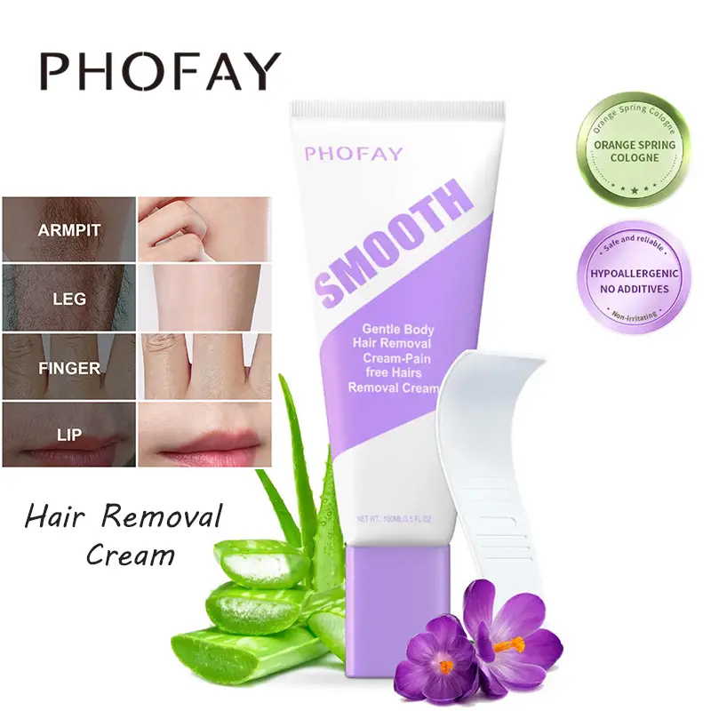 PHOFAY Smooth Hair Removal Cream,Body Hair Removal Cream for Women & Men Sensitive Skin,Dermatologist-Recommend with Aloe Cloud Sense Hair Removal Spray for Bikini,Pubic,Leg,Chest,Underarm