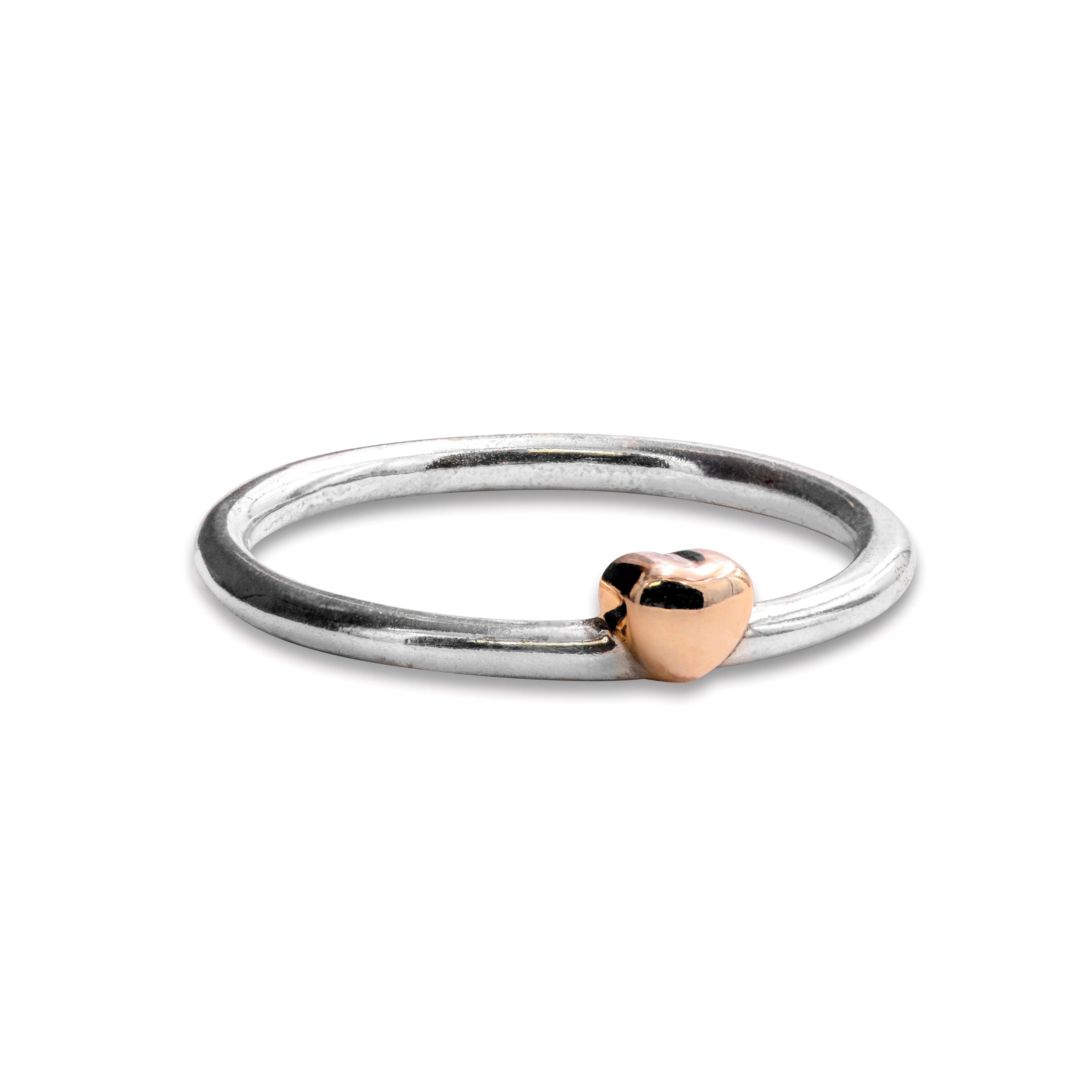 PANDORA 2-Tone Polished Heart Puzzle Ring in Sterling Silver and 14 Karat Gold, Creates 2 Looks, Heart Ring, Two Different Looks