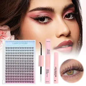 Natural Lash Extension Kit 168Pcs Wispy EyelashExtensions Kit Individual Lashes Extensions withLash Bond & Seal & Tweezers for Beginners cluster applicator makeup cosmetic cosmetic Gentle eyelashes & adhesives 0.05mm cluster kit