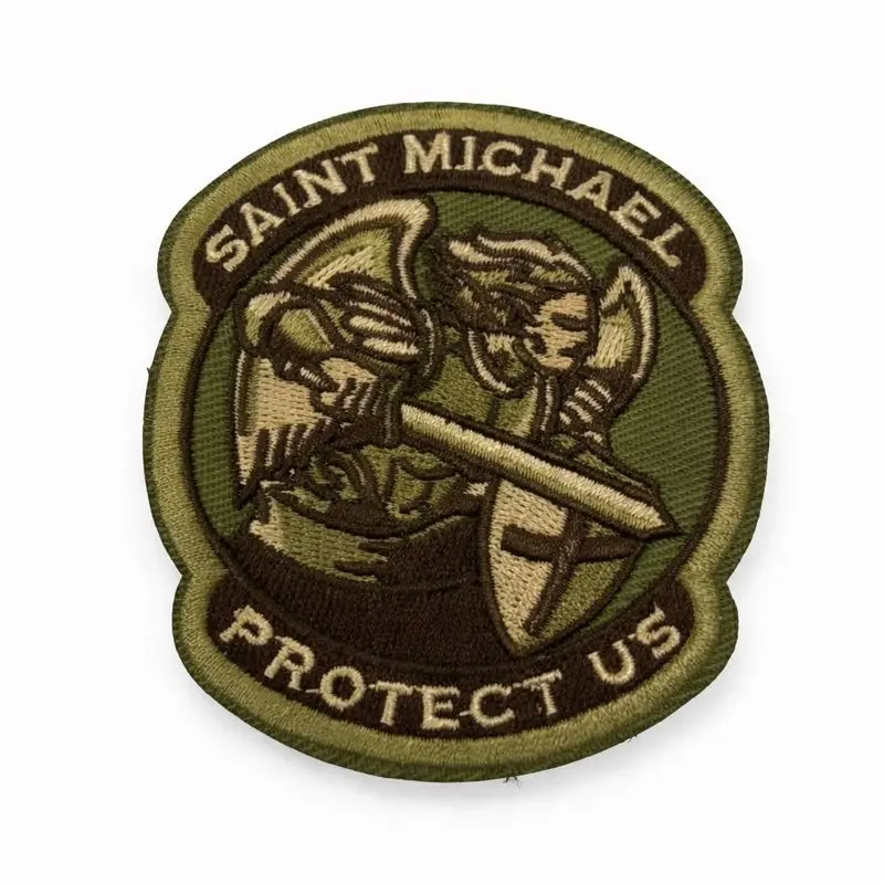 Custom Embroidered Saint Michael Logo Patches - Polyester Appliques Embellishments, Tactical Faith Protection Morale Badge, Sewing Craft Supply with Velcro Hook-and-Loop Backing, Ideal for Vests, Jackets, Classic Textured Embroidered Design