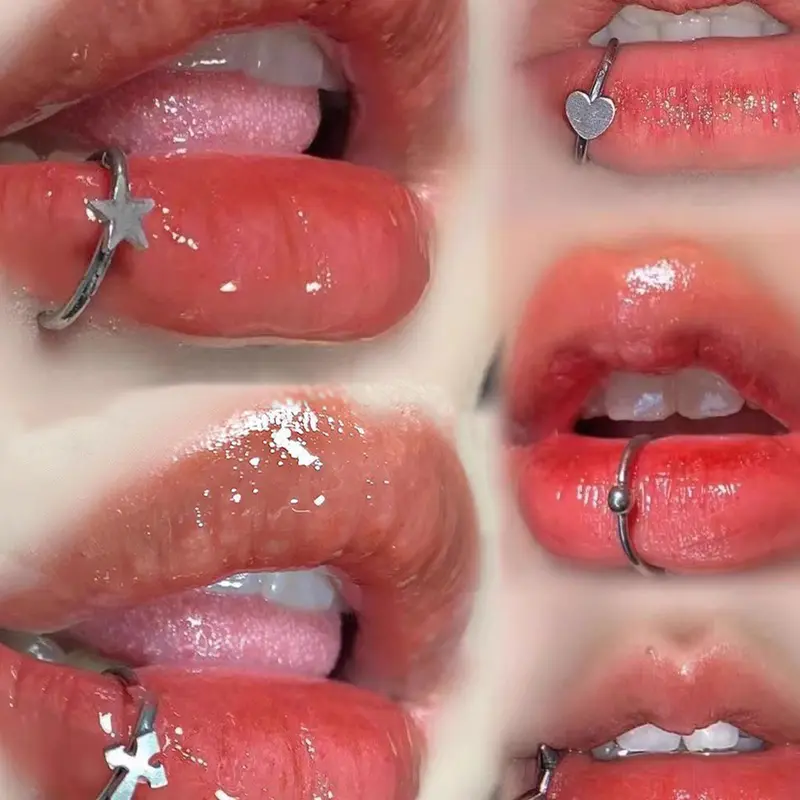 New Style Punk Lip Rings Set, Pain-Free No Piercing Required, Sexy Party Jewelry, Fashion Body Jewelry, Versatile Design, 5 Pcs, Trendy Accessory