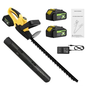 22" Electric Hedge Trimmer with 2×3Ah Rechargeable Batteries & Fast Charger - 3000RPM 180° Rotatable Head Dual-Action Blades for Branch & Hedge Cutting