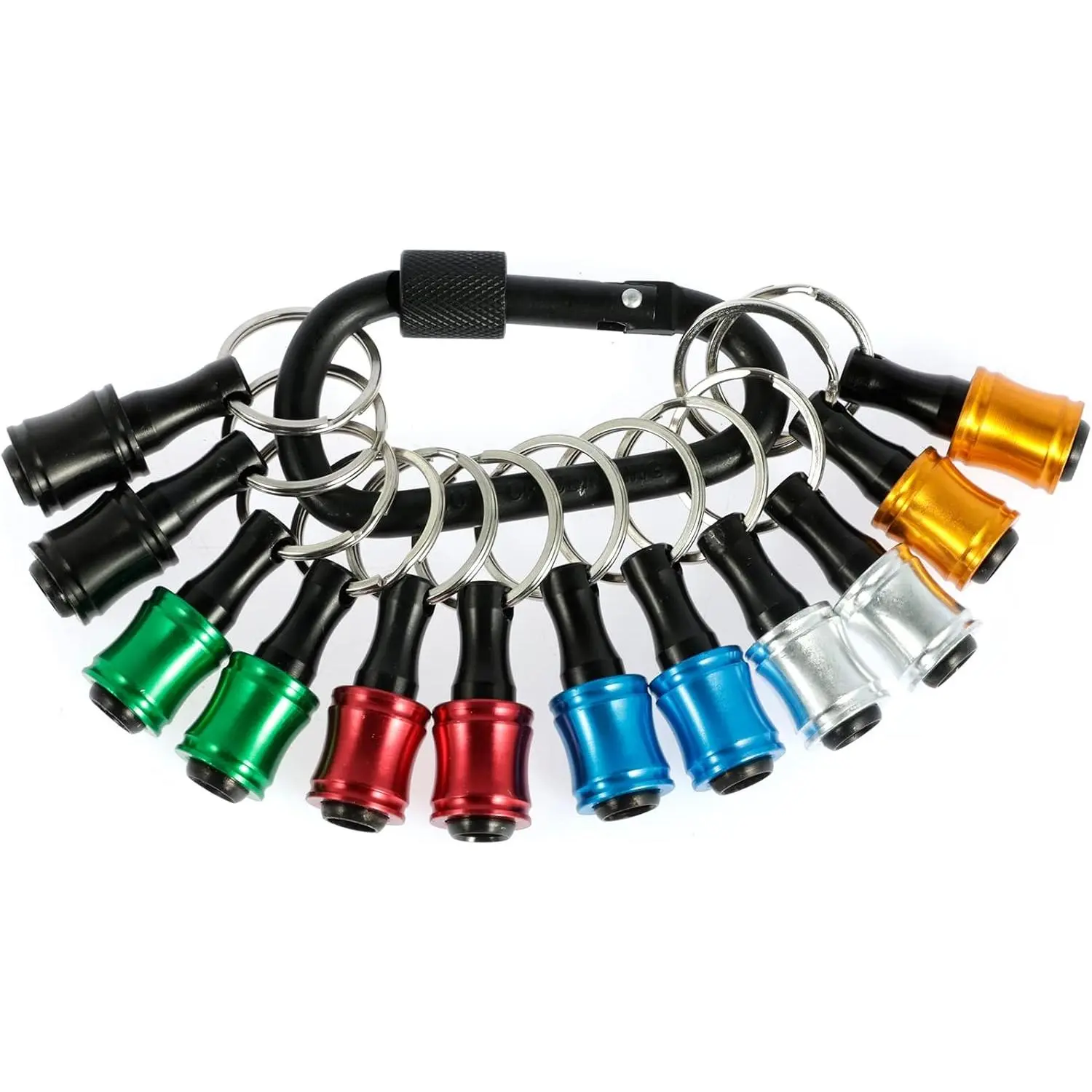 12 count Portable Bit holder Key chain, 1/4 inch Hex Shank  Bit Clip for  Driver Drill Bit  Extension Bar Quick Release, Easy Change  Bit Holders