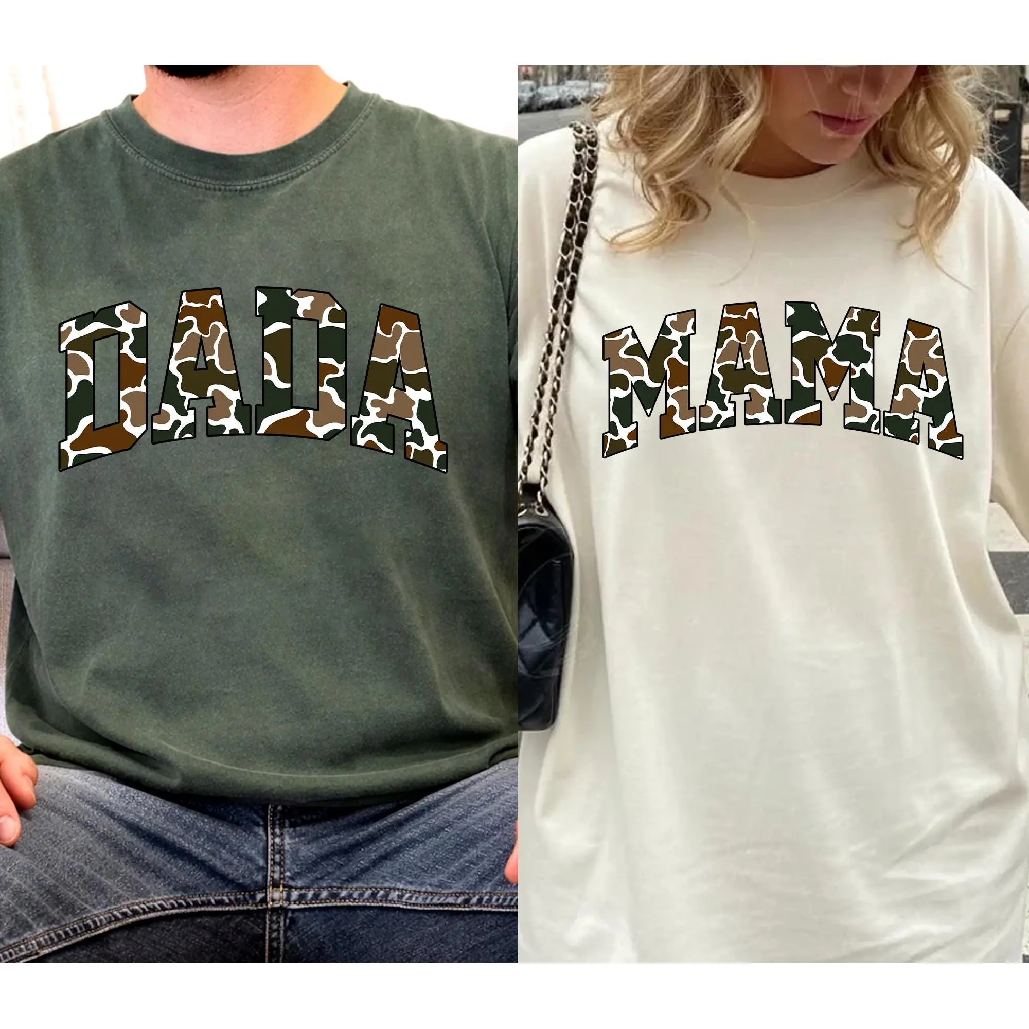 Camouflage Matching Mom Dad Shirt Set Camo Dad And Mom Shirt Mom Dad Gift Gift For Mom Gift For Dad Matching Couple Shirt