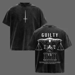 Menswear Hiromi Higuruma T-Shirt - Vintage Washed Jujutsu Kaisen Deadly Sentencing Graphic Tee, Judgeman Domain Expansion Classic Ribbed Seamless Fabric Manga Print, Oversized Soft Cotton Unisex Streetwear, Gift for JJK Fans