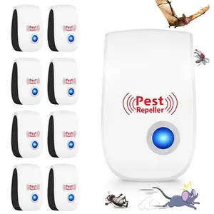 8 Packs Ultrasonic Pest Repellent Roach Control Device Plug in Indoor for Insect Roaches Spider Ant Bug Mosquito Repellent Energy-saving Safe for Humans Pets