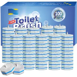 100 count Bulk Toilet Wand Refills - Disposable Toilet Brush Replacement Heads, Pack for Household Cleaning Bathroom cleaners Compatible Heads,washroom mats Brush Cleaning System,Clean Refill Pads.