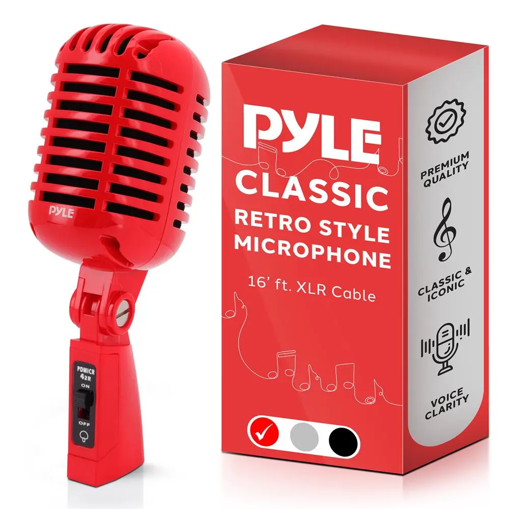 Classic & Iconic 'Old School' Plastic Cardioid Dynamic Vocal Microphone - Built-in Pop Filter & Mic Stand Adapter, 30Hz-15kHz Clarity, Noise Reduction, Adjustable Design, High Signal Output, XLR Cable Included for Stage Users