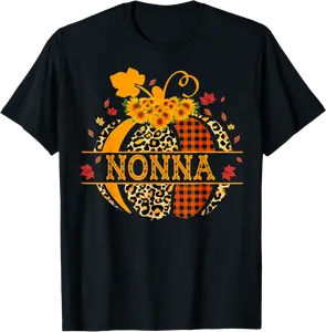 Nonna Leopard Floral Pumpkin Fall Autumn Thanksgiving T-Shirt - Haileybutl Shop 73B0DGFWFV4V