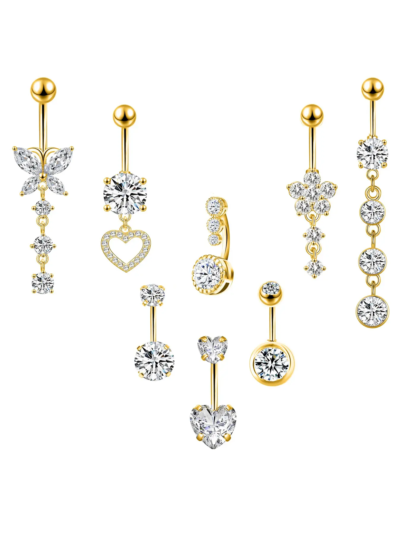 Stainless Steel Navel Earrings For Women, 14g Navel Piercing, Fun And Navel Ring, Perfect Gift, Belly Button Piercing