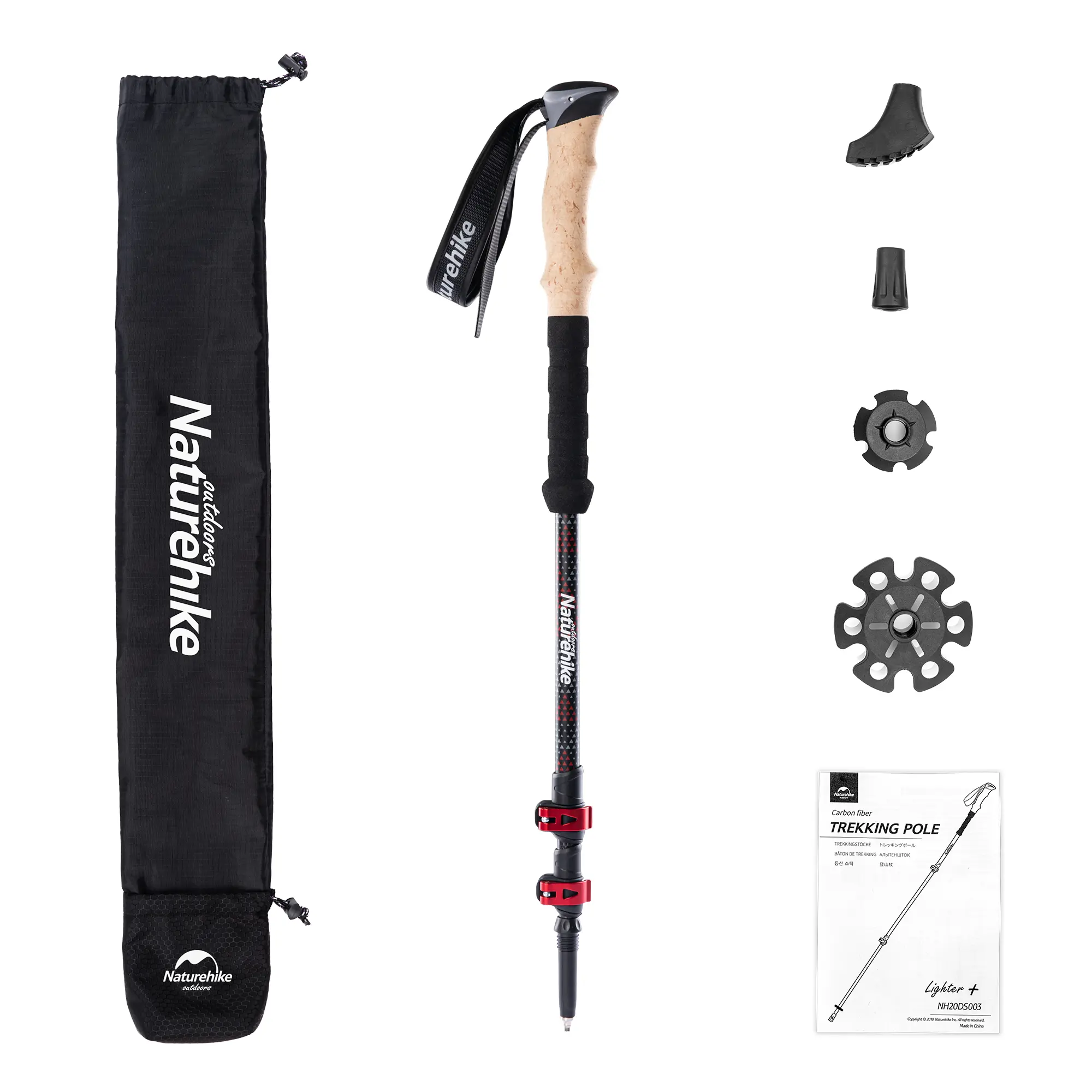Naturehike Far Wind Three-section Telescopic Carbon Trekking Pole (DOUBLE)