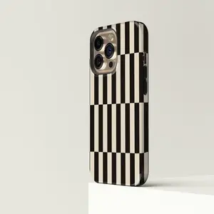 Tall Checkered Black & Cream Tough iPhone Case Premium Film 2 in 1 Phone Case - Durable, Shock Absorbing and Stylish Protection,Compatible with iPhone 17 Promax 16 Plus 15 14 13 12 11 & Samsung Galaxy S26 S25 S24 S23 S22 S21.MFL73
