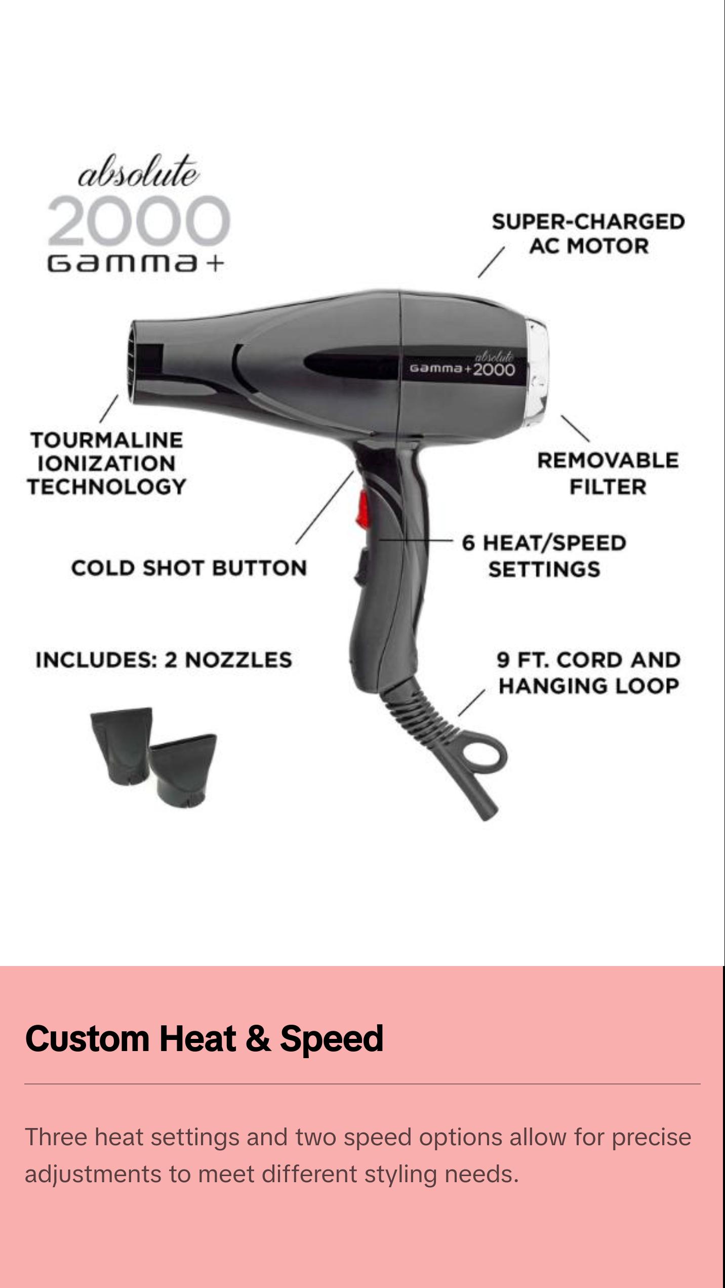 Gamma+ Absolute 2000 Hair Dryer – High Heat & Fastest Drying Gamma+ Absolute 2000 Hair Dryer – High Heat & Fastest Drying