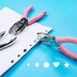 Manual Circular Heart & Star Shaped Punch, Smooth Hole Puncher, Student Manual Stationery Loose Leaf Punch, Office Binding Supplies for Home School Dormitory