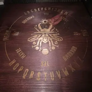 Beetle Divination Board with Engraved Alphabet and Symbolic Design for Esoteric Practices
