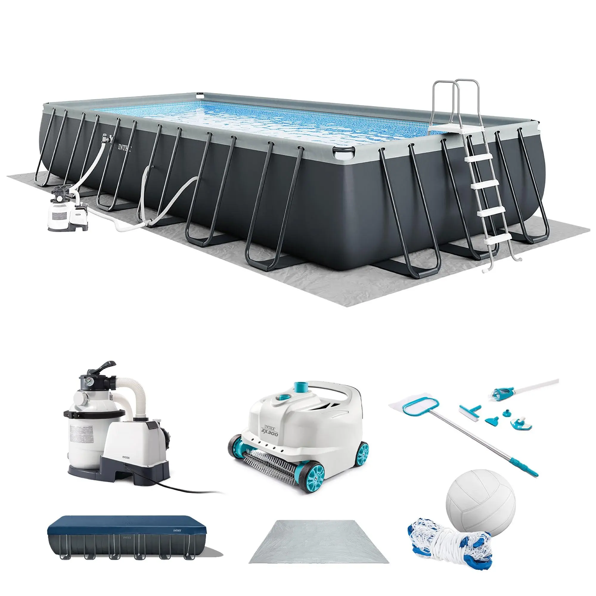 Intex 26367EH 24' x 12' x 52" Ultra XTR Frame Swimming Pool w/ Robot Vacuum