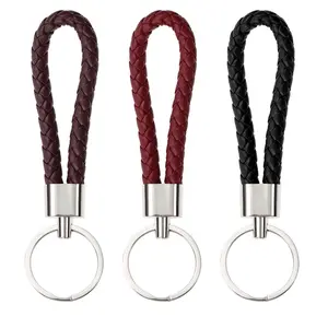Woven leather keychain, car key ring, woven strap keychain accessory, birthday and Christmas gift for men and women, holiday gift, anniversary gift, simple gift