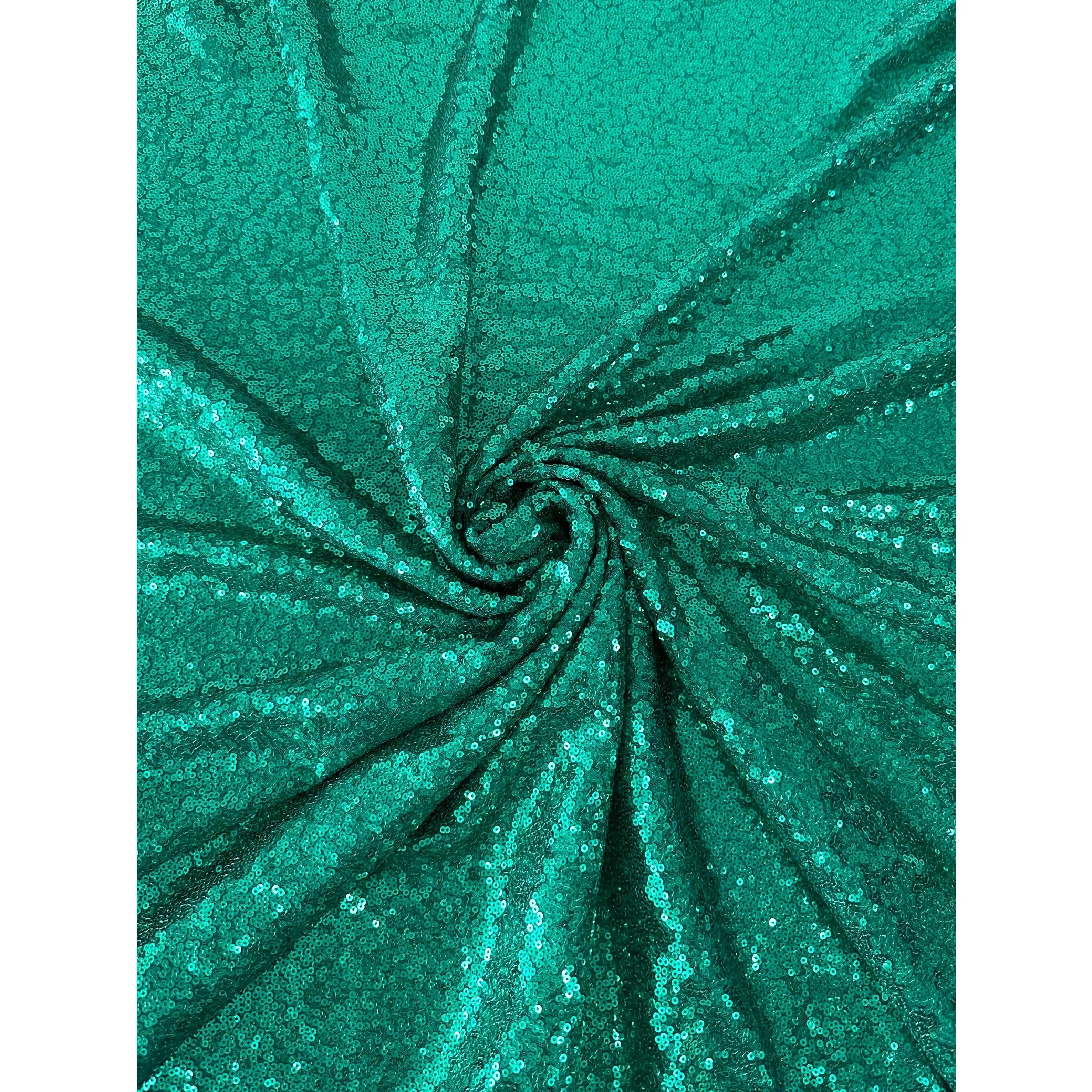 Teal Green Sequins on Mesh