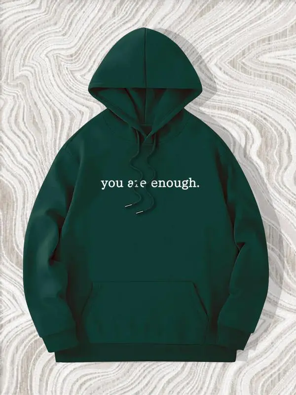 Tshirt, Sweatshirt, Hoodie, Men's Letter Print Drawstring Pocket Hoodie, Loose Long Sleeve Essentials Hoodie Sweatshirt for Spring & Fall, Fashion Casual Men's Pullover Tops for Daily Wear, Cute Shirt For You, Gift For Friends And Family