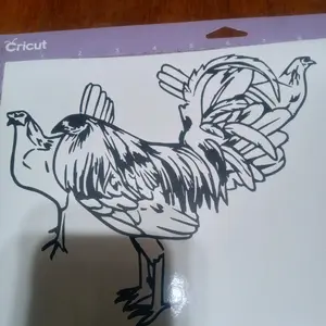 Gamefowl Trio Decal for Cars or Trucks - Black and White Design Featuring Gamefowl Figure and Turkeys